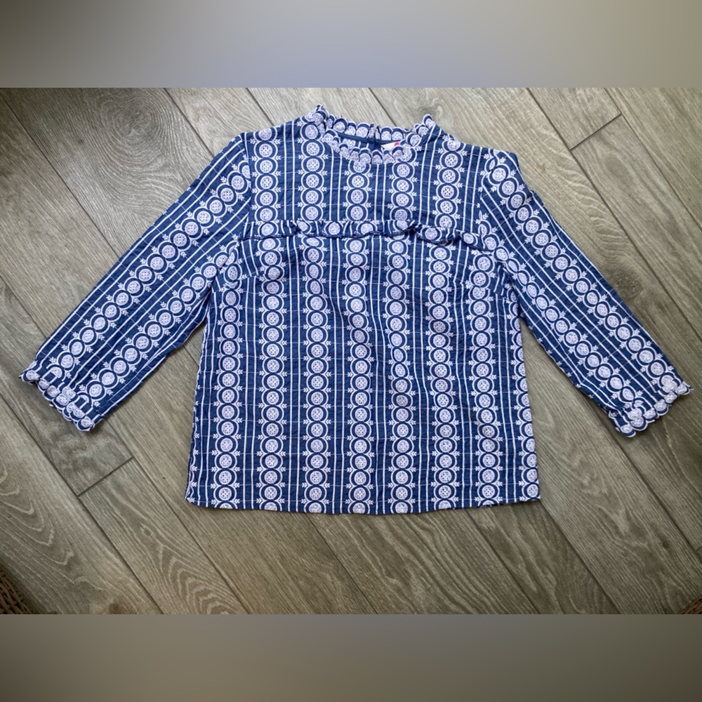 Boden Blue and White  Embroidered Top